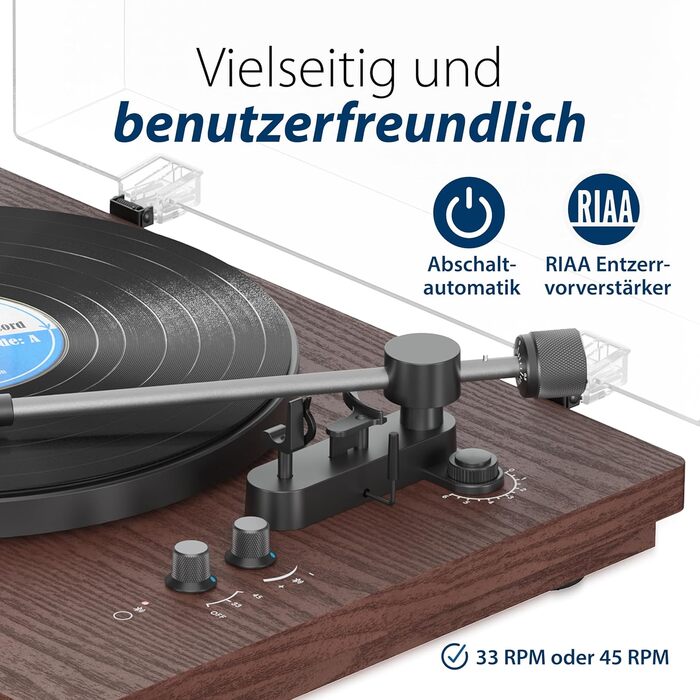 Вініловий програвач Blaupunkt TT 200 TX з кришкою, пружинним корпусом, системою Audio Technica MM, дві швидкості, автоматичне вимкнення, антискейтинг, ремінний привід