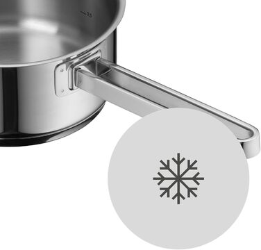 Каструля WMF Function 4 з нержавіючої сталі 16 см з кришкою, 1,4 л, для індукції, Cromargan, 4 функції зливу, мірна шкала, срібна