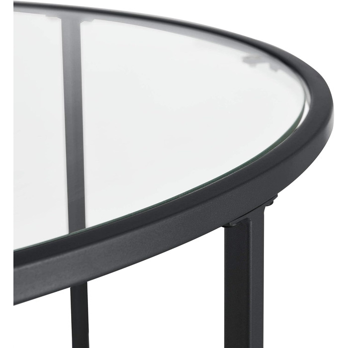 Журнальний столик Kouvola Скляна стільниця Сталевий каркас Скляний стіл 84 x 45,5 см Стіл для вітальні Журнальний столик (чорний)