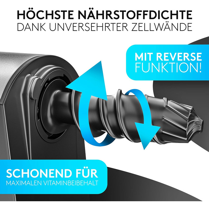 Шовковий відцентровий соковитискач Divaro [DAS ORIGINAL] - для фруктів та овочів, 150 Вт, з функцією реверсу, BPA Free