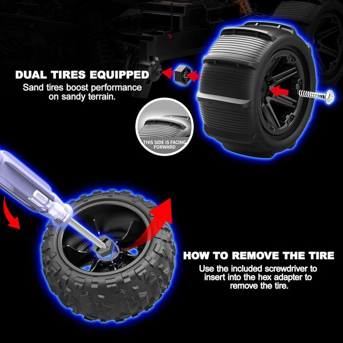 Радіокерований позашляховик 1:14 4WD RC авто для дорослих та дітей, швидкість 40+ км/год, 2 акумулятори 1300mAh, комплект коліс