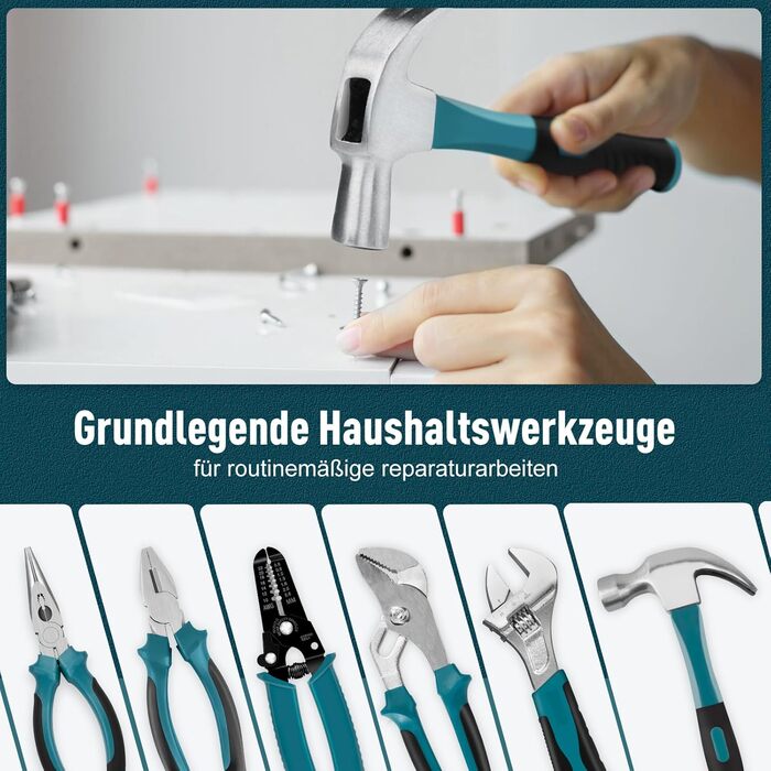 Набір інструментів Sundpey 281 предметів у кейсі: набір гайкових ключів, викруток, шестигранників, плоскогубців (синій)