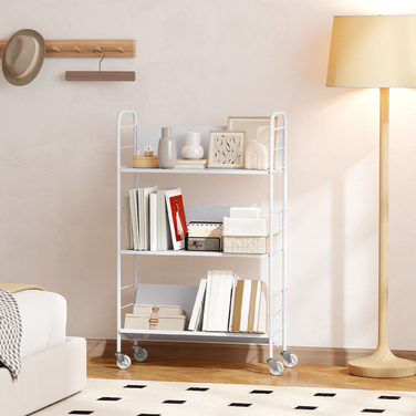Стелаж для зберігання з 3 ярусами, на колесах, іграшковий стелаж для дитячої кімнати, 69 x 26 x 108 см, білий