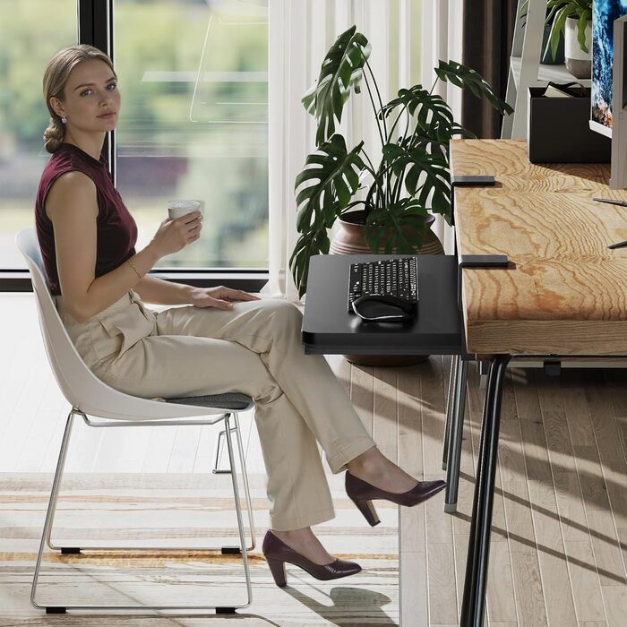 Підставка для клавіатури ETHU, висувна, 50x30 см, з кріпленням C, для монтажу під столом, ергономічна, чорна