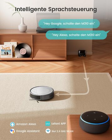 Робот-пилосос LEFANT 4500Pa: потужне прибирання, уникнення перешкод, для тварин, керування через додаток/Alexa