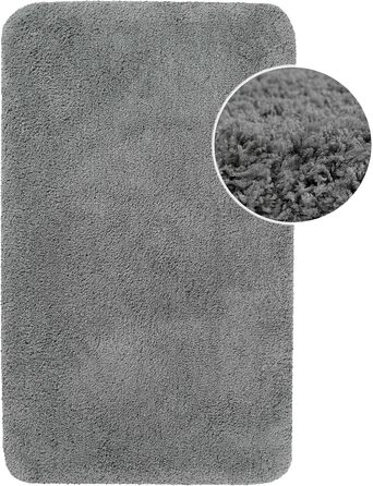 Килимок для ванної кімнати з м'яким пухнастим ворсом, антиковзний, придатний для прання, Porto Azzurro (55 x 65 см, Сірий Сланцевий, 80 x 150 см, прямокутний)