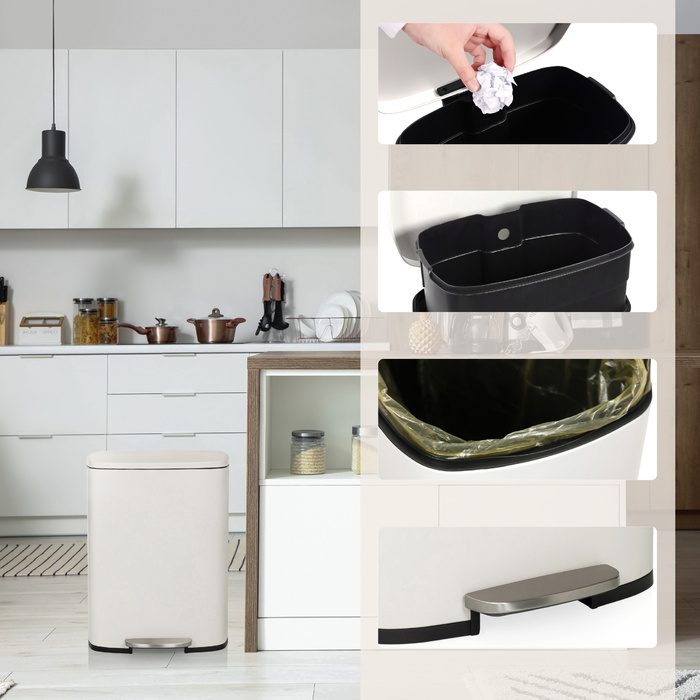 Контейнер для сміття / Відро для сміття CLEAN XV 50л сталь бежевий hjh OFFICE