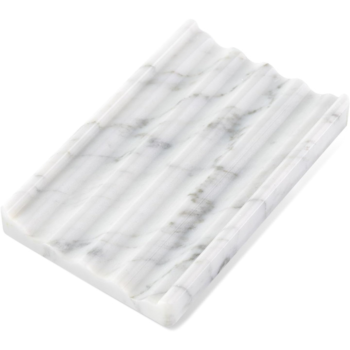 Мильниця Koville Luxury Marble - елегантна мильниця зі зливним отвором (Bianco Carrara)