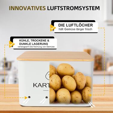 Набір контейнерів для зберігання картоплі, цибулі та часнику - 3 шт. (білий, квадратний)