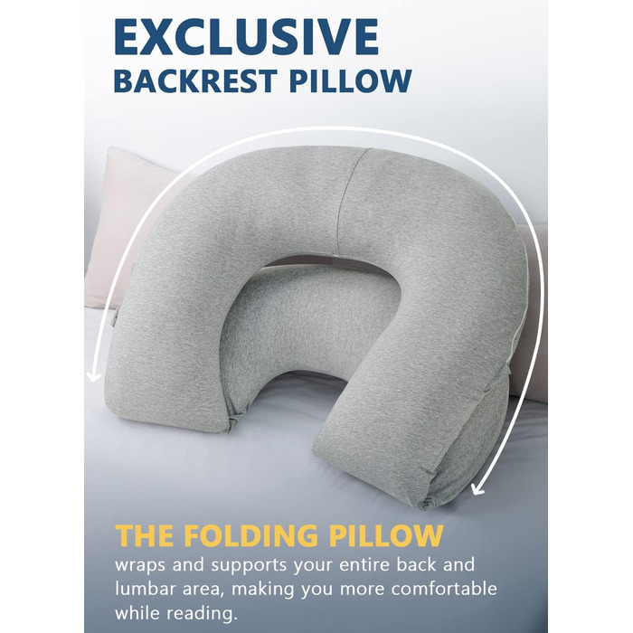 Підкуштунок для читання INSEN: комфортне сидіння в ліжку, для читання, відпочинку, матерів та дітей, сірий джерсі