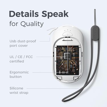 Електричні грілки для рук OCOOPA 2 шт. з магнітом, 5000mAh, 3 режими нагріву, компактні, для рукавичок, сумки, зимові аксесуари, подарунок, фіолетовий/білий (Ocoopa x Artist in Bloom)