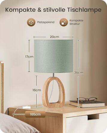 Дерев'яна настільна лампа GOEBLESON для спальні, вітальні, готелю. Сучасний дизайн, тепле світло 2700K, E27, подарунок. Модель ZME07TLD05N1 (кільцеподібна)