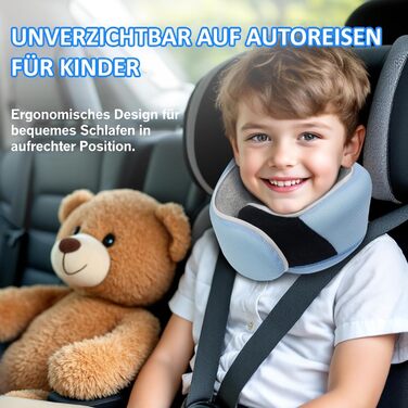 Подушка для шиї Proglobe для подорожей (літак, авто, поїзд) з memory foam, 3D-маска для сну, сітка, блакитна