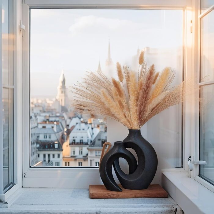 Керамічна ваза SUKIYPO, 2 шт. у наборі, бежева, сучасний дизайн, для дому, офісу, декору інтер'єру