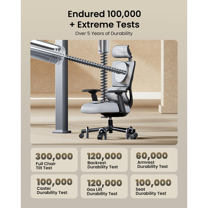 Офісний крісло ProtoArc EC100 сірого кольору з товстим пружинним сидінням, підтримкою попереку, регульованими підлокітниками та підголівником, сітчасте крісло для дому та офісу
