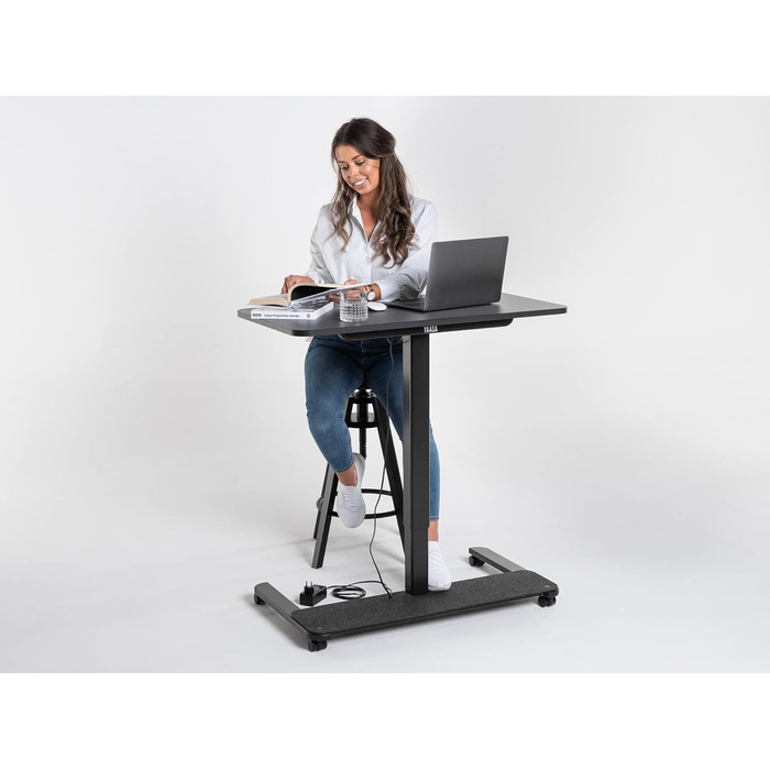 Письмовий стіл Yaasa One Standing Desk, 951 см, білий, невеликий практичний стіл поміщається в кожному кутку, гарантія 5 років, електричний стіл для домашнього офісу з регулюванням висоти, стіл з регулюванням висоти (темно-сірий/чорний)