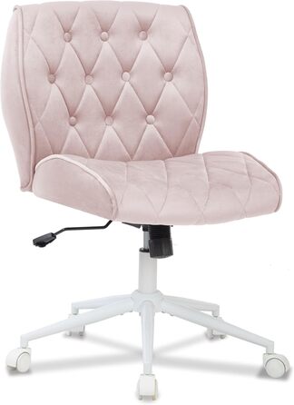 Крісло для дому та офісу Symino з функцією гойдання, крісло для макіяжу та письма, обшите штучною замшею, регульоване по висоті, 360° обертання, ергономічне, до 150 кг, велике, рожеві кнопки