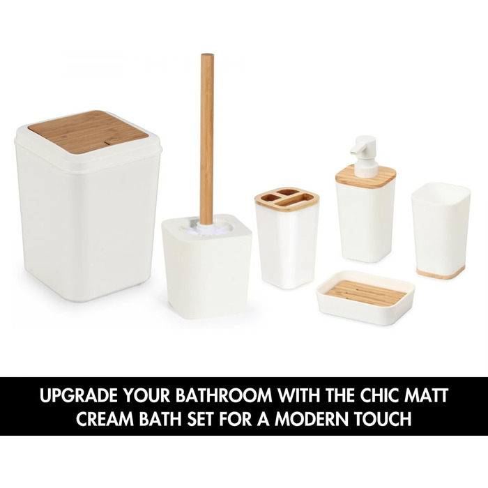 Набір для ванної кімнати Herzberg HG04449, 6 предметів з бамбука, сучасний дизайн, екологічний, салатовий колір