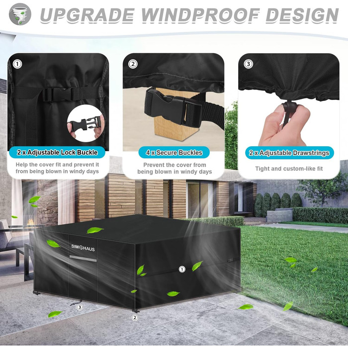 Захисний чохол для садово-патіо меблів: стіл, вологостійкий, 250x250x90 см, 420D Oxford