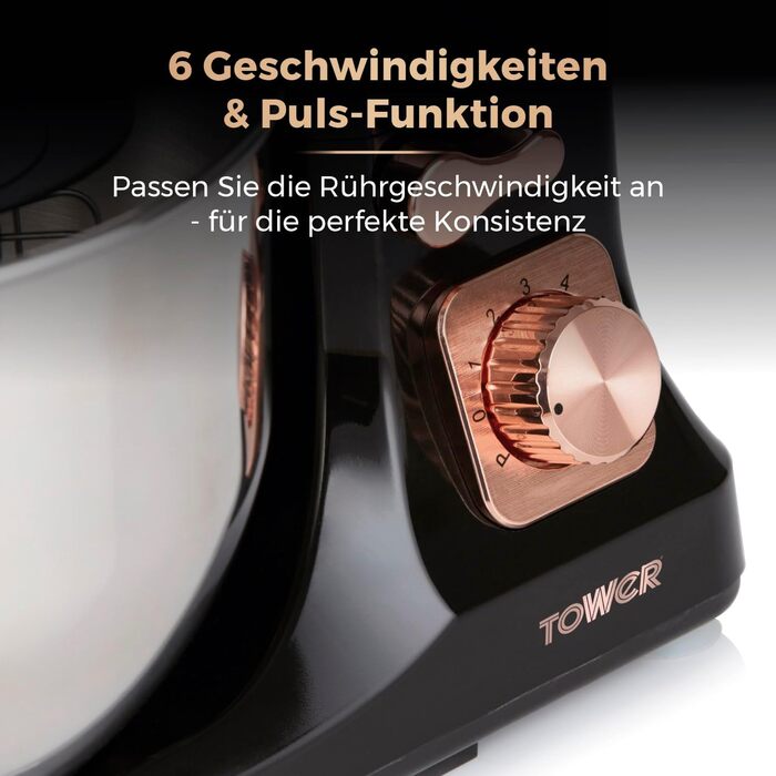 Блендер-стаціонарний Tower T12033RG, 1000 Вт, 6 швидкостей, імпульсний режим, рожеве золото, EU