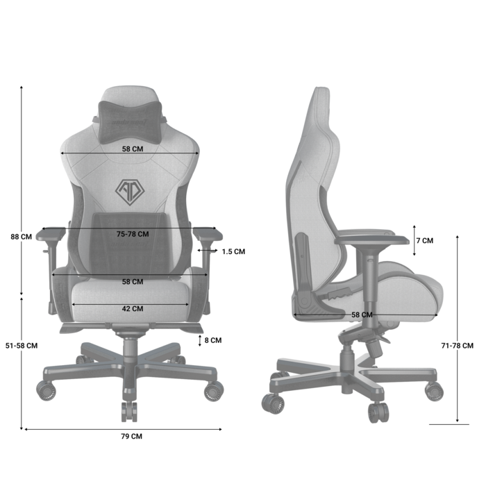 Крісло ігрове Anda Seat T-Pro 2 Grey/Black Size XL