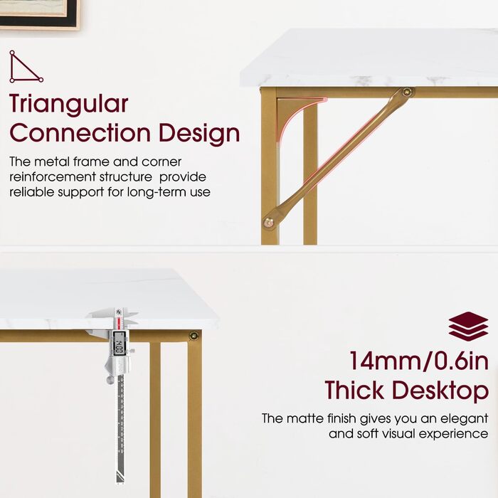 Комп'ютерний стіл BestOffice, 81,3 см, сучасний дизайн, золото, для дому, офісу, робочого кабінету