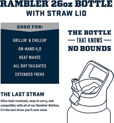 Термос YETI Rambler з кришкою-соломинкою, чорний, 769 мл