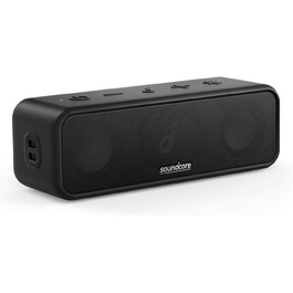 Soundcore 3 Bluetooth Портативна Колонка: Стерео Звук, Titan Membrana, BassUp, 24 год, IPX7, EQ, для дому, вулиці, саду (Чорний)