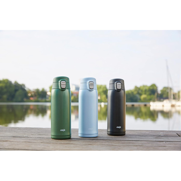 Термокружка Emsa N21518 Travel Mug Light | 0.4 л, нержавіюча сталь, 8 год гаряче/16 год холодне, BPA Free, блакитний колір