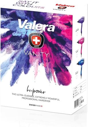 Професійний іонний фен Valera Vanity Hi-Power, довговічний і потужний, цифровий двигун, 2400 Вт, колір Яскраво-рожевий