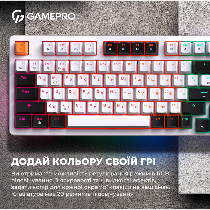Дротова механічна клавіатура GamePro MK170W (Red) з Hot-Swap RGB White