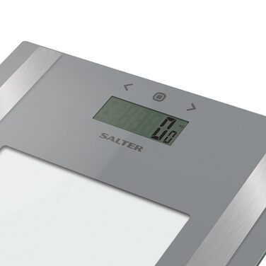 Ультратонка скляна шкала складу тіла, макс. 180 кг, цифрові ваги для ванної кімнати вимірюють вагу, жир в організмі/воду, ІМТ, 8 користувачів, режим спортсмена, батареї в комплекті Сірий, 9158 SV3R