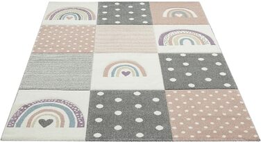 Дитячий килимок Merinos - Рожевий - Сірий - Поліпропілен - 120 x 170 см - Печворк