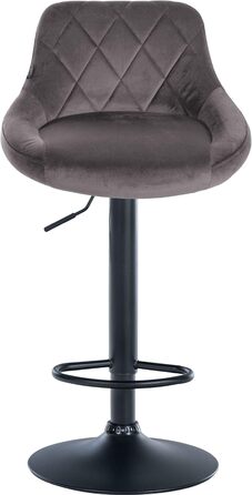 Набір з 2 барних стільців Lazio з велюровим сидінням, поворотні, з підніжкою, регульована висота, металевий каркас (білий/чорний/сірий)