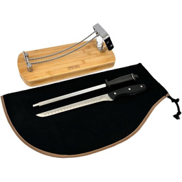 Складаний тримач шинки NERTHUS зі сталі та бамбука чохол для чорної шинки ручна точилка ніж для шинки