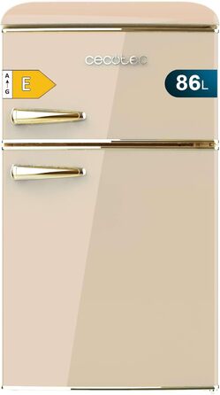 Холодильник Cecotec Bolero CoolMarket 2D Origin 86L Beige: Ретро дизайн, 89.3 x 48.7 см, 86 л, Клас E, з Ice Box та внутрішнім освітленням