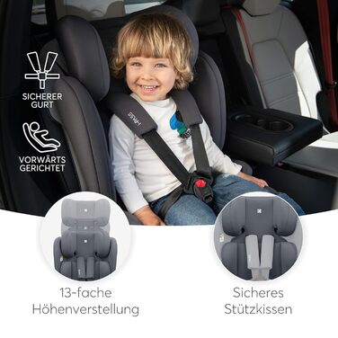 Автокрісло KikkaBoo 9-36 кг i-PASS, група 1/2/3, i-Size, 15 місяців - 12 років, сірий колір
