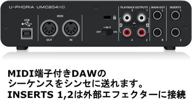 Аудіоінтерфейс Behringer U-PHORIA UMC204HD 2x4, USB, 24-біт/192 кГц, з мікрофонними підсилювачами Midas