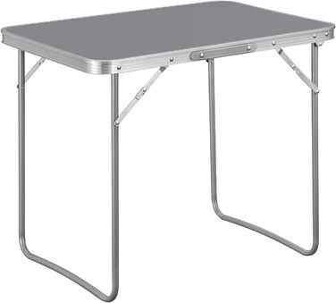 Кемпінговий стіл Розкладний стіл Дорожній стіл з ручкою, 70x50x60 см (ДхШхВ) Розбірний садовий стіл з алюмінію та МДФ для пікніка на відкритому повітрі Пляж, сірий, CPT8135gr