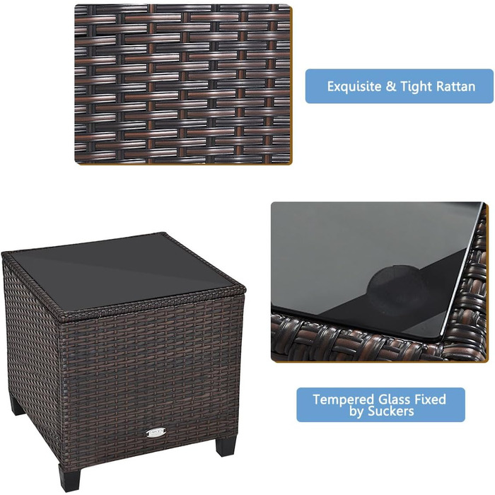 Набір садових меблів LIFEZEAL 3 предмети: 2 крісла та стіл з ротангу PE, чорний. Садовий комплект для тераси, балкона, саду з подушками