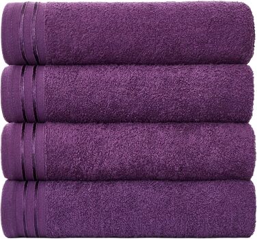 Великі рушники, банний рушник, дуже поглинаючий, єгипетська бавовна, набір рушників - 4 упаковки, надзвичайно м'який рум'яний рожевий - швидкосохнучі простирадла - 450 г/м, рушники, що перуться, 75 х 135 см (75X135 Cm, Purple)