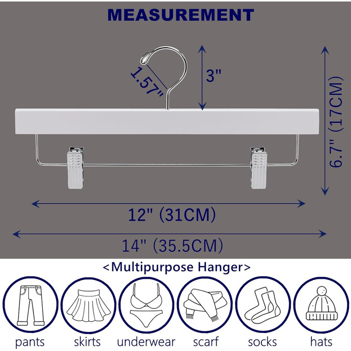 Дерев'яні вішалки для штанів та спідниць Amber Home з золотими кліпсами (24 шт.)