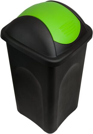 Відро для сміття Stefanplast з відкидною кришкою, об'ємом 60 літрів (чорний / зелений)