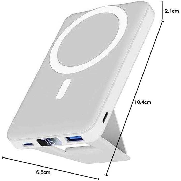 Складний, магнітний, 22,5 Вт, LED, для iPhone 16-12 (сірий), 10000mAh