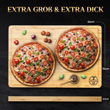 Дерев'яний обрізний стіл Deer & Oak XXXL 60x40x3.2 см - Преміум якість, для кухні, бамбуковий, з сафторізами, двосторонній, з боковими ручками