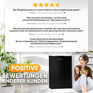 Міні-морозильна камера Stillstern 42L -18°C, з підносом для льоду, замком, змінним напрямком відкривання дверцят, 4-зірковий морозильник для кемпінгу/офісу, чорний