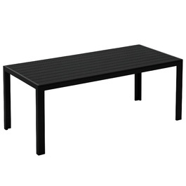 Outsunny Garden Table Алюмінієвий стіл 120x70 см для саду, патіо, дерево-пластик, полідерево, чорний, стійкий до погодних умов, і сучасний.