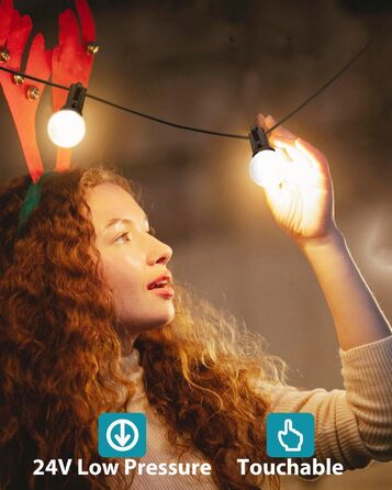 Світлодіодна гірлянда для вулиці 23м (30+3 лампочки) - регульоване світло, тепле біле освітлення, для тераси, саду, вечірки. Без пульта.