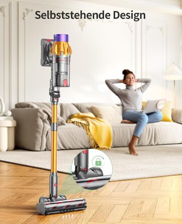 Бездротовий акумуляторний пилосос SunSare 600W з дисплеєм та станцією, тихий, для твердих поверхонь, килимів та шерсті тварин