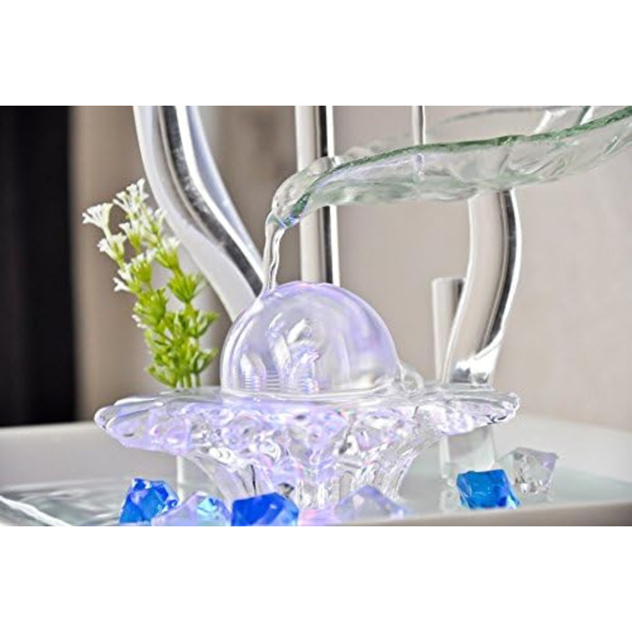 Внутрішній фонтан з кераміки та скла, декор для медитації, чаша Zen, подарунок, 20x23x23 см, Salt Range Pakistan Zen'light (Flower)